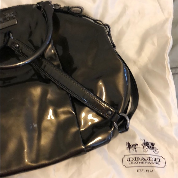 Coach steel gray patent leather purse w/ dust-bag